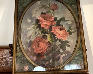 Vintage Wall Art Rose Painting