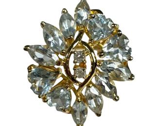 14kt Yellow Gold Aquamarine and Diamond Ring