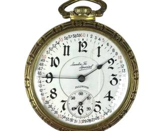 Gold Tone Illinois Santa Fe Special Pocket Watch