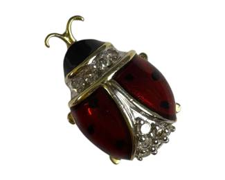 10kt Yellow Gold Diamond and Enamel Ladybug Pendant