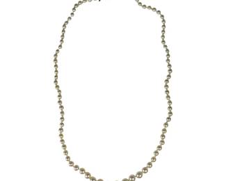 10kt White Gold Graduated Strand of Cultured Pearls with Diamond on Clasp