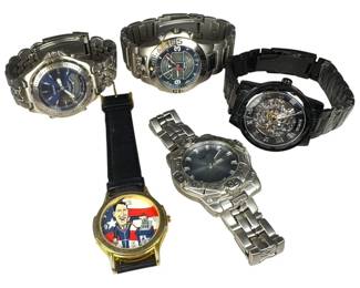 Mens Wristwatch Lot with 5 Watches Armitron Sewor Sergio Valente and Moulin