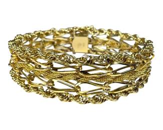 14kt Yellow Gold Wide Fancy Link Bracelet