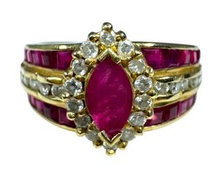 14kt Yellow Gold Ruby and Diamond Ring