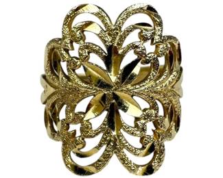 14kt Yellow Gold Diamond Cut Filigree Ring