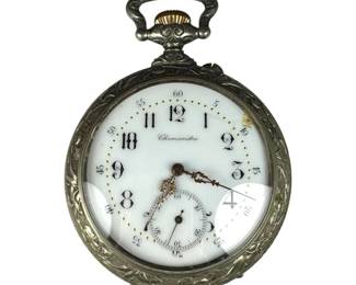 Silver Tone Chronometer Pocket Watch