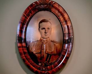 WWI Soldier Portrait in Antique Patriotic motif frame bid #49