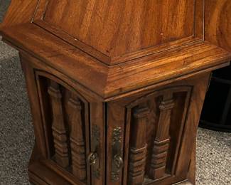 MCM Hexagonal End Table w/ Two Doors