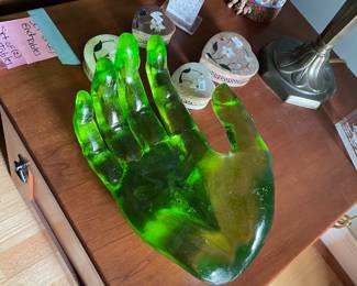 LARGE GREEN ACRYLIC HAND