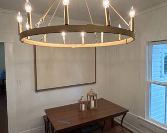 GOLD CHANDELIER & 3 DINING TABLE SETS