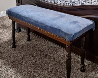 bench ottoman blue velvet