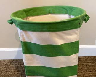 Pottery Barn kids Green White Striped Laundry Bag