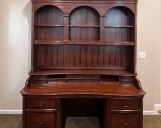 Winsome Strongson Curved Wood Desk with Lighted Hutch