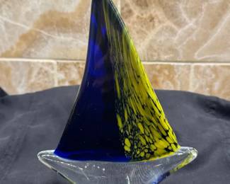 Art Glass Crystal Sail Boat 