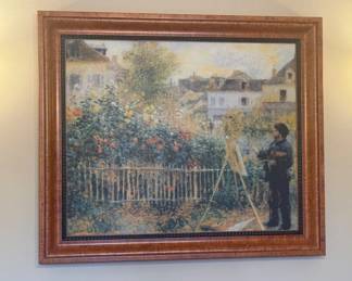 Claude Monet in the Argenteuil Garden, Renoir, framed 