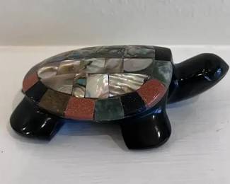 Stone Turtle with Inlaid Shell