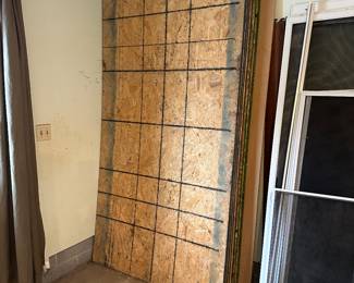 About eight 4x8 plywood 