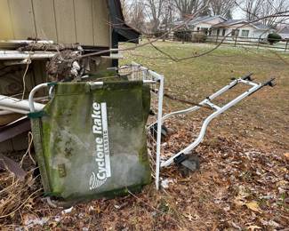 The Cyclone rake. The motor is inside garage two additional parts are outside. 