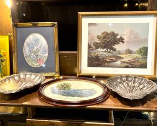 Art and silver shell trays 