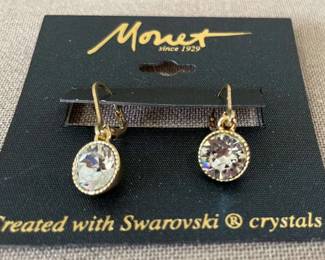 Monet Earrings With Swarovski Crystal Pierced 