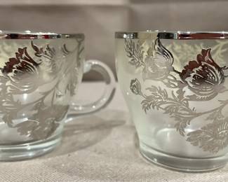Vintage 12 Cups With Silver Design
