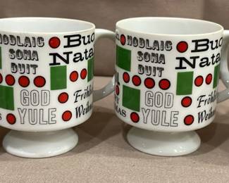 Vintage Merry Christmas Mugs In Multiple Languages 