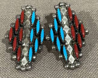 Turquoise Coral Like Sterling Earrings 