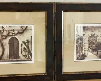 Artwork signed and framed 2 prints title Bassano del Grappa Vincenza and Galliera Veneta Padova