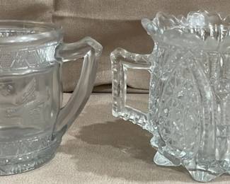 Vintage Carved Glass Containers Early 1900s