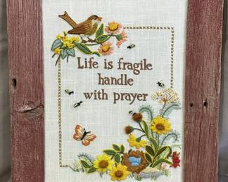 Framed Needlepoint Artwork Positive Words 