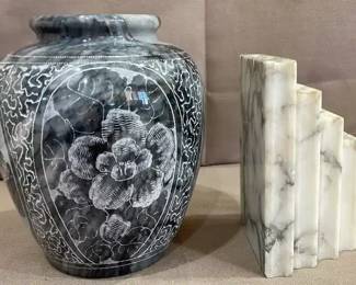 Marble Like Vase Bookend
