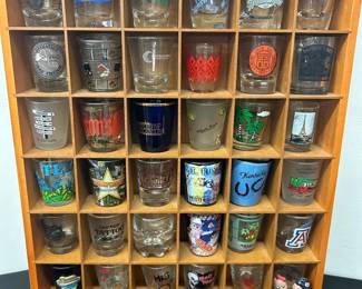 36 Shot Glasses Wooden Display Case