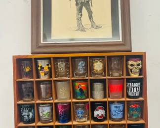 Shot Glass Collection With Framed Print By Artist Reich 