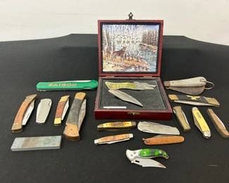 Pocket Knife Mystery Lot 1 In A Vtg. George Dickel Box