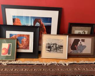 Various framed artwork, paintings, and prints thoughtfully collected over many years and travels