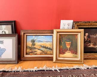 Various framed and non-framed artworks