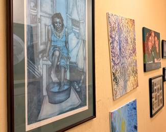 Various framed artwork, paintings, and prints thoughtfully collected over many years and travels