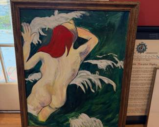 Framed painting of woman