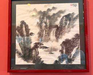 Beautiful oriental framed drawing