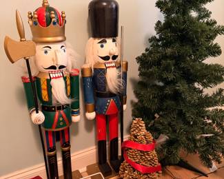 Large nutcrackers and various other holiday and seasonal decor