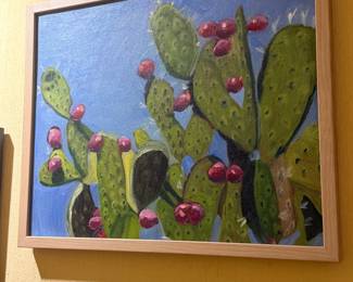 Framed painting of cacti