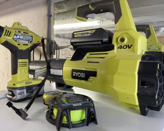 ryobi tools, batterys and lawnmower