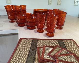 fostoria orange pebble glass