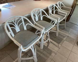 bamboo barstools, white