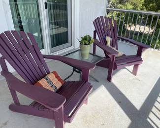 adirondack chairs, wooden, purple