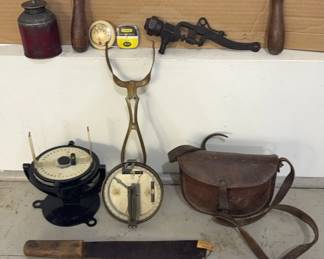 Vintage Tool Lot * Vernier & Davis Compasses; Draw Knife; Corn Knife & More!