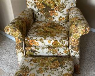 Vintage Arm Chair & Ottoman