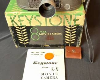 KEYSTONE 8MM Movie Camera! * Original Box, Manual & Filters

