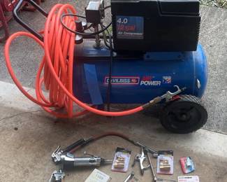Devilbiss 12 Gal Air Compresser & New Accessories & Long Hose & 7 Gallon Air Tank