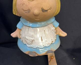 Unique Vintage 1973 Pacific STONEWARE USA Ceramic Wind Chime /Bell Of Little Girl